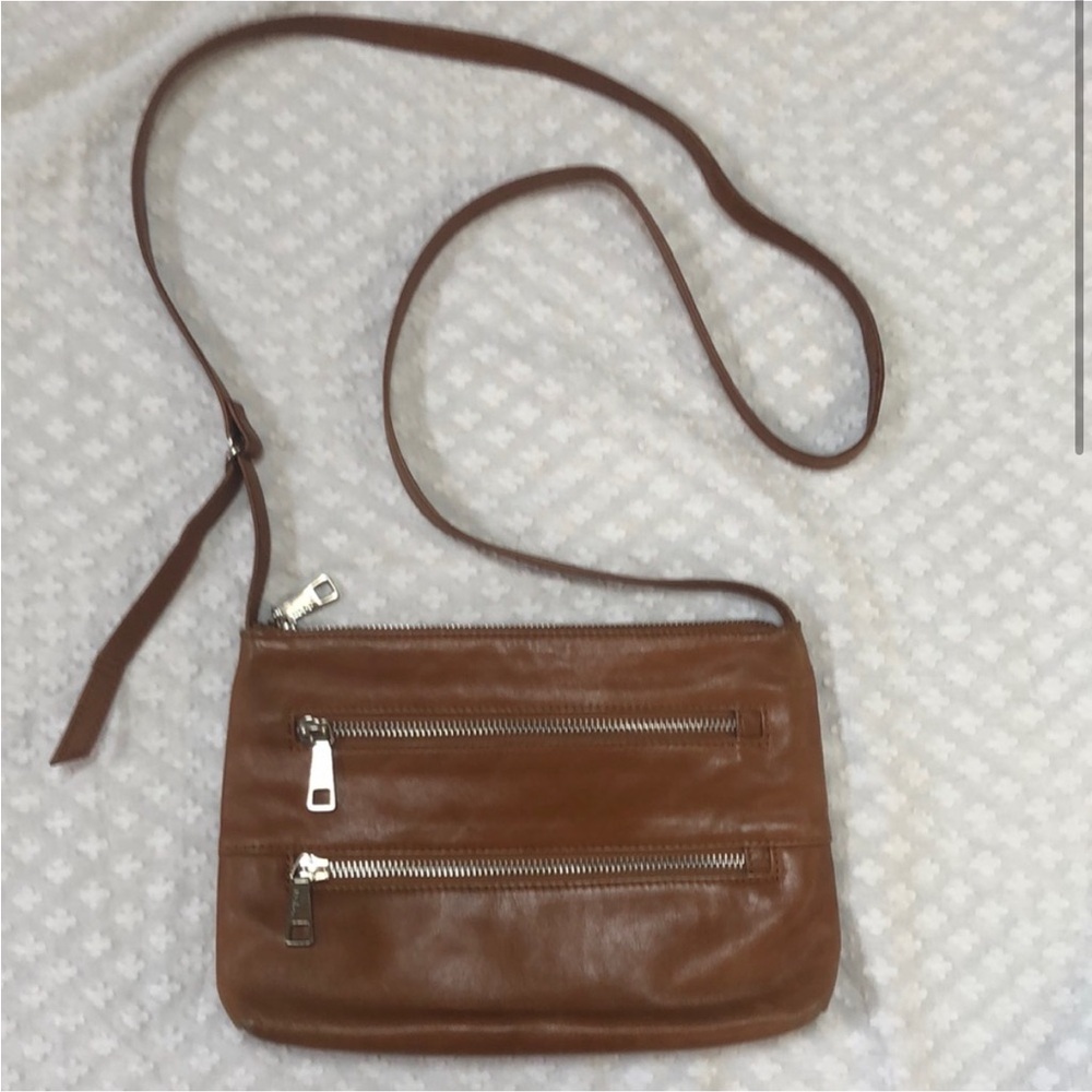 Hobo Mara Double Zipper Leather Crossbody Bag